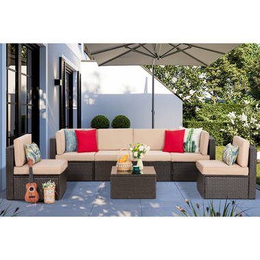 Huang 5 piece rattan deals sectional seating